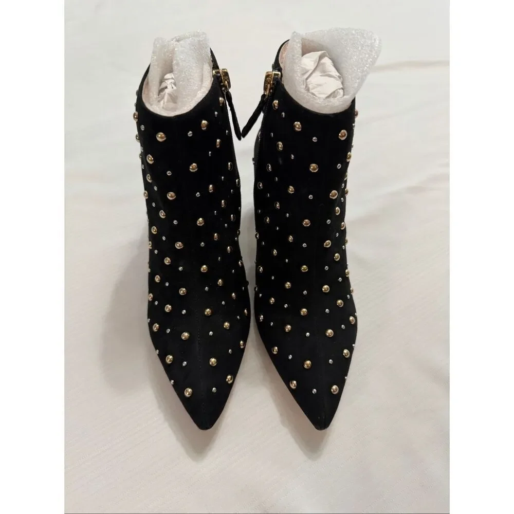 Kate Spade Starr Studded Beaded Black Ankle Boots Booties Women's Size 5 M